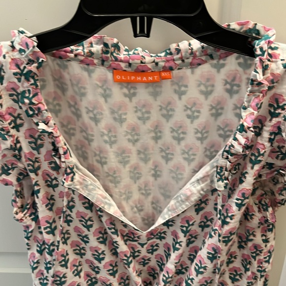 OLIPHANT Tie Cinched Flirty Mini Flutter Sleeve Dress in Pink Lucia Size XXS - Picture 4 of 7